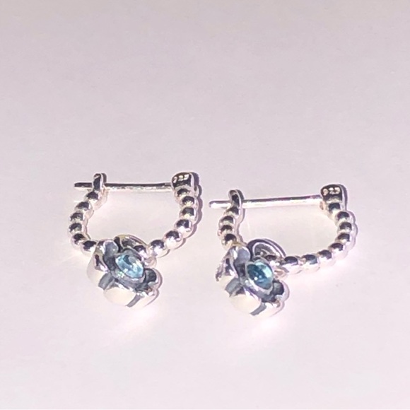 Retired Pandora Blue Ribbon Earrings Charms 925 Ale - Picture 10 of 10